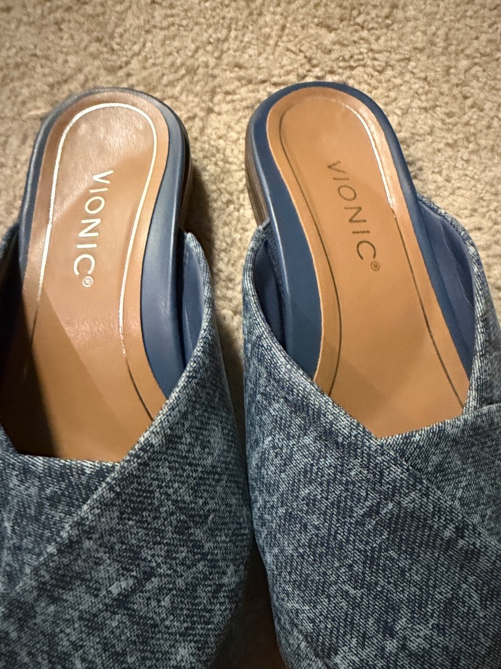 Vionic Blue Slide Mules Cross-Band - Picture 8 of 8